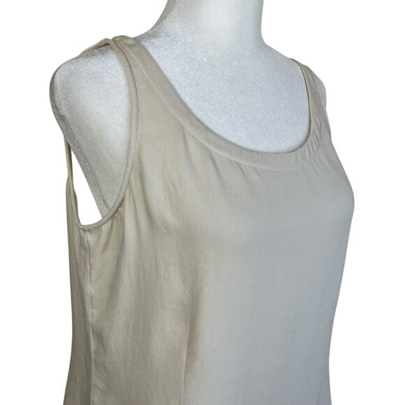 Eileen Fisher Sz S Crepe Silk Scoop Neck Tank Top  Cream Neutral Lightweight - Picture 6 of 16